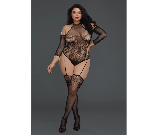 Fishnet Teddy Bodystocking - Plus Size