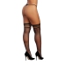 Strappy Fishnet Thigh High Diamond - One Size - Black
