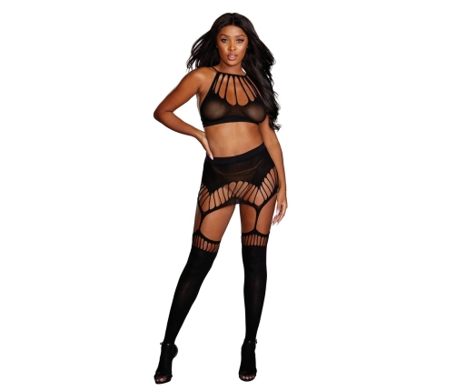 Seamless Bralette and Garter Skirt Set - One Size