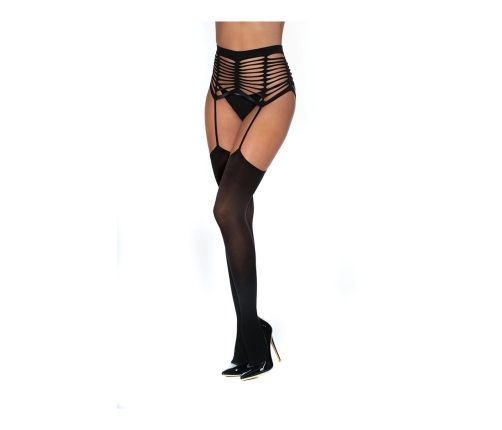 Caged Seamless Garter Belt Pantyhose - One Size