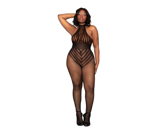 Fishnet Bodystocking Teddy - Plus Size - Black