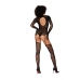 Teddy Bodystocking with Finger Gloves Diamond - One Size - Black