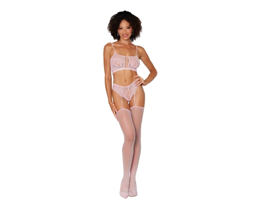 Bralette and Garter Hose Diamond - One Size - Pink