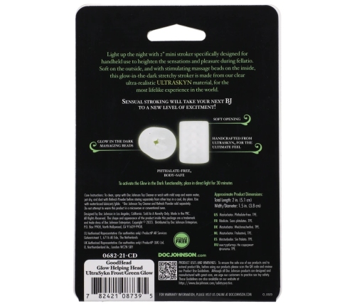 Glow Helping Head - Masturbator Sleeve - Frost / Green Glow
