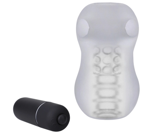 GoodHead - Helping Head Pro - Vibrating Masturbator Sleeve - Frost