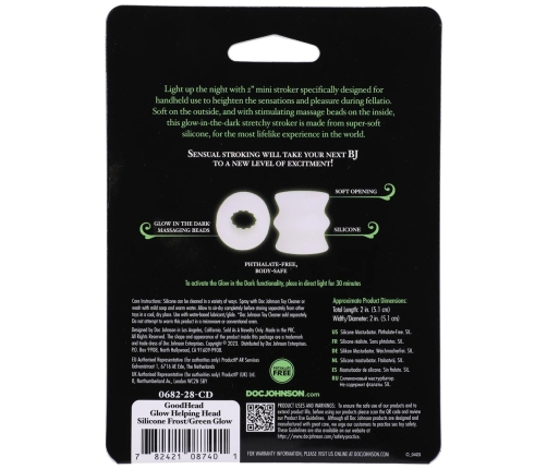 Glow Helping Head Silicone - Masturbator Sleeve - Frost / Green Glow