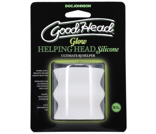 Glow Helping Head Silicone - Masturbator Sleeve - Frost / Green Glow