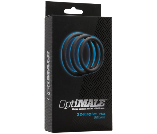 Doc Johnson OptiMALE Thin Silicone Ring Set 3 Sizes Black/Slate