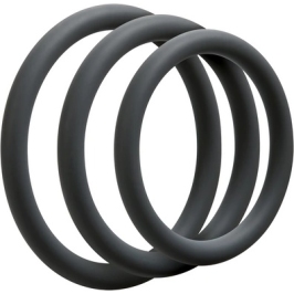 Doc Johnson OptiMALE Thin Silicone Ring Set 3 Sizes Black/Slate