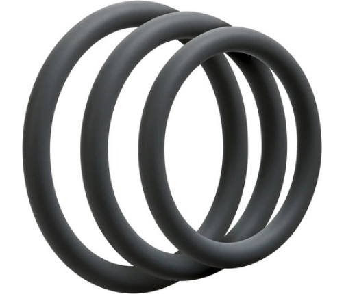 Doc Johnson OptiMALE Thin Silicone Ring Set 3 Sizes Black/Slate