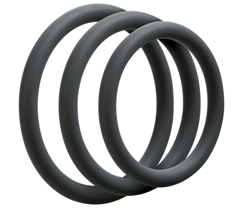 Doc Johnson OptiMALE Thin Silicone Ring Set 3 Sizes Black/Slate