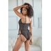 Dreamgirl Lace & Mesh Knot Romper L/XL - Adjustable Tie Bodysuit
