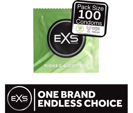 EXS 3 in 1 - Ribbed, Dotted and Flared - Condoms - 100 Pieces