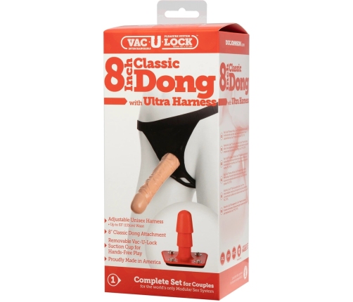 Classic Dildo with Ultra Harness - 8 / 20 cm - Vanilla