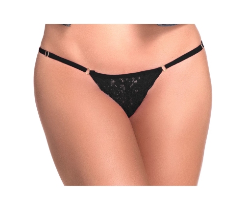 Leg Avenue Lace Keyhole Panty Black S/M - Adjustable Sides & Back Detail
