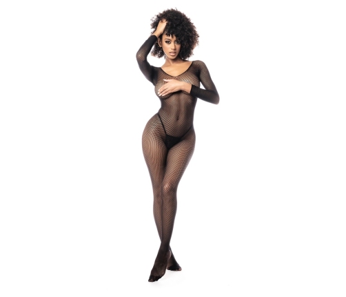 Leg Avenue Long Sleeve Fishnet Bodystocking Black One Size