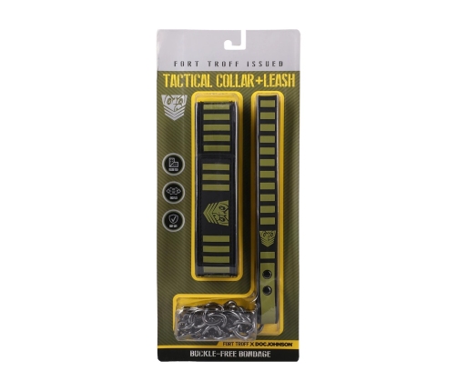 Doc Johnson Tactical Adjustable Collar & Leash Set Black-Green Neoprene