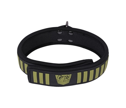 Doc Johnson Tactical Adjustable Collar & Leash Set Black-Green Neoprene
