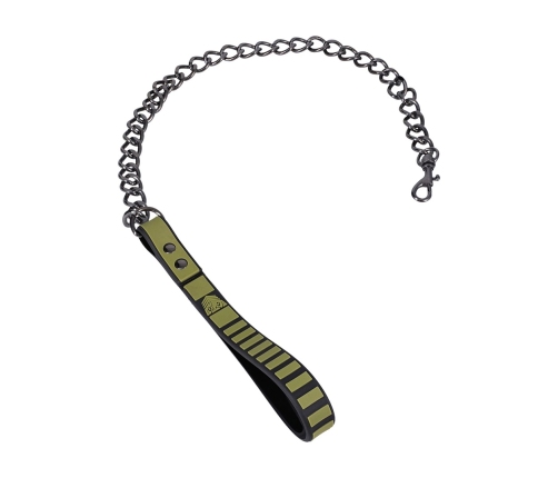 Doc Johnson Tactical Adjustable Collar & Leash Set Black-Green Neoprene