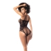 Leg Avenue Bodysuit Black One Size - Fishnet & Floral Pattern