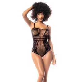 Leg Avenue Bodysuit Black One Size - Fishnet & Floral Pattern Leg Avenue Bodysuit Black One Size - Fishnet & Floral Pattern