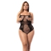 Leg Avenue Queen Size Black Fishnet Bodysuit with Floral Design