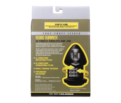 Doc Johnson Robo Rimmer X Vibrating Rotating Plug Black Remote Control