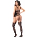 Leg Avenue Fishnet Bodystocking with Lace-Up Back One Size Black