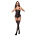 Leg Avenue Fishnet Bodystocking with Lace-Up Back One Size Black