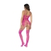Mapele Fishnet Bodystocking Pink One Size - Floral Side Panels