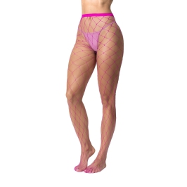 Mapele Fence Net Pantyhose One Size Pink - Durable Mesh Design