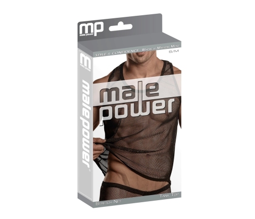 Male Power Stretch Net Tank Top S/M Black - Breathable Mesh Design