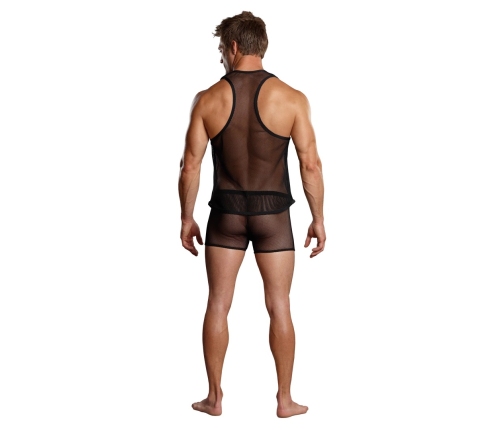 Male Power Stretch Net Tank Top S/M Black - Breathable Mesh Design