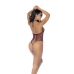 Mapele Floral Fishnet Bodysuit Cherry One Size Adjustable Neckline