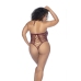 Mapele Floral Fishnet Bodysuit Queen Size Cherry Adjustable Neckline