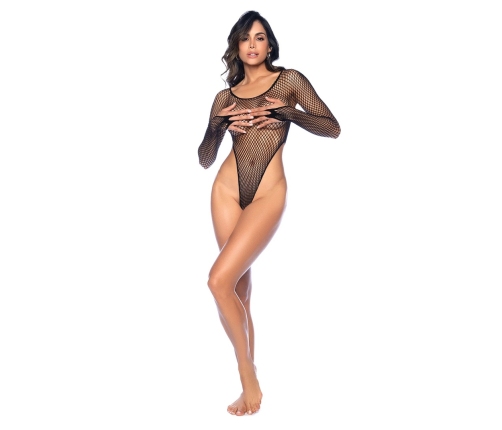 Leg Avenue Long Sleeve Fishnet Bodysuit Black One Size Comfortable Fit