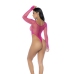 Mapele Long Sleeve Fishnet Bodysuit Pink One Size