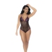 Mapele Fishnet & Lace Bodysuit Set Black/Purple One Size