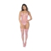 Mapele Floral Fishnet Bodysuit Set Bubblegum Pink One Size