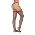 Fishnet Ruffle Thigh High Stockings Black/Red One Size - Elegant Design