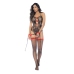 Dreamgirl Floral Net Bodysuit Black/Red One Size - Elegant Halter Design
