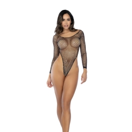 Mapele Long Sleeve Fishnet Bodysuit Black with Rhinestones One Size Mapele Long Sleeve Fishnet Bodysuit Black with Rhinestones One Size