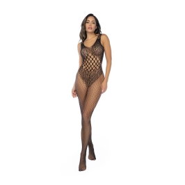Mapele Leopard Fishnet Bodystocking Black One Size - Patterned Knit Design Mapele Leopard Fishnet Bodystocking Black One Size - Patterned Knit Design