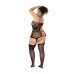 Mapele Snake Rose Fishnet Bodystocking Black/Red Queen Size