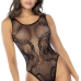 Mapele Snake Fishnet Bodysuit Black with Rhinestones One Size