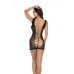 Mapele Cutout Fishnet Chemise Black One Size - Criss-Cross Design