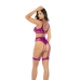 Mapele Floral Fishnet Two-Piece Set Pink Orchid One Size