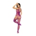 Mapele Floral Fishnet Bodystocking Pink Orchid One Size