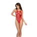 Mapale Fishnet Bodystocking Red with Rhinestone Accents One Size