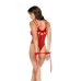 Mapale Fishnet Bodystocking Red with Rhinestone Accents One Size